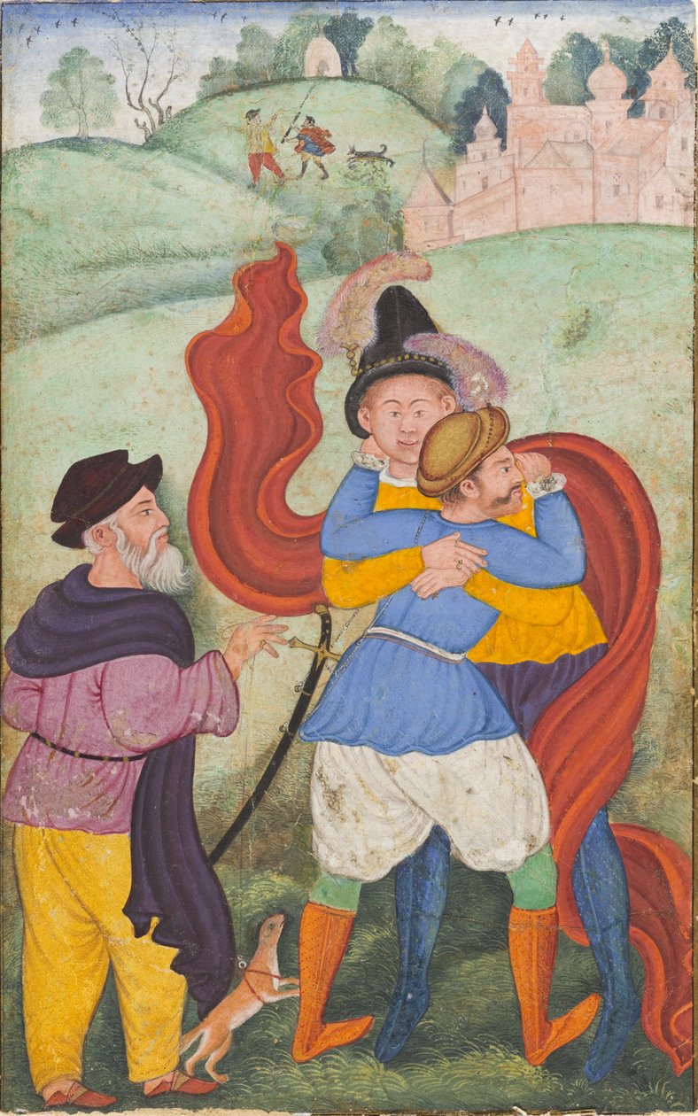 यूरोपीय गले लगाने वाले, c.1590 द्वारा मुगल स्कूल