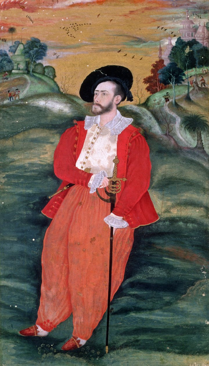 एक यूरोपीय नाविक का पोर्ट्रेट, c.1590 द्वारा मुगल स्कूल