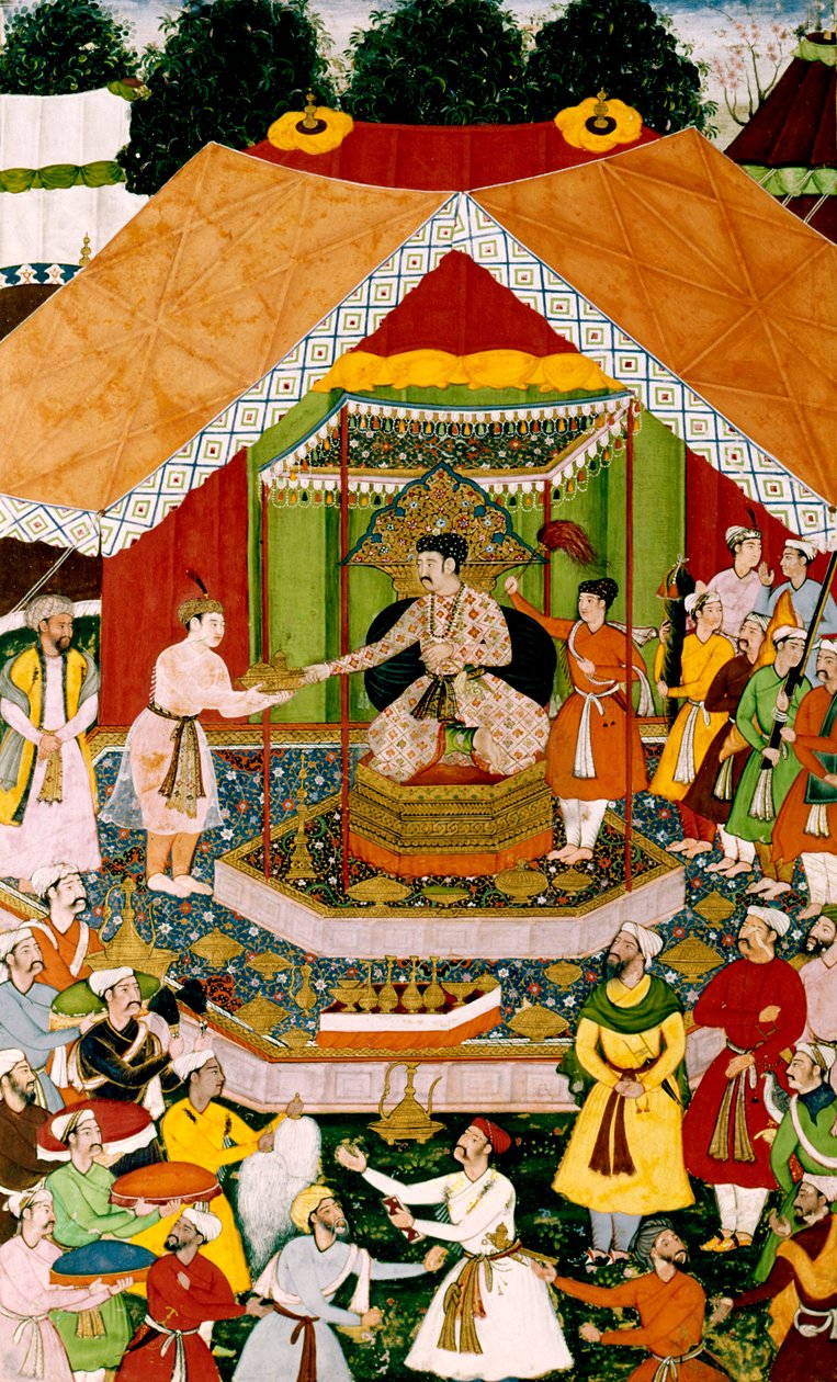 दीपलपुर में अकबर और अजीम खान, c.1590-95 द्वारा मुगल स्कूल