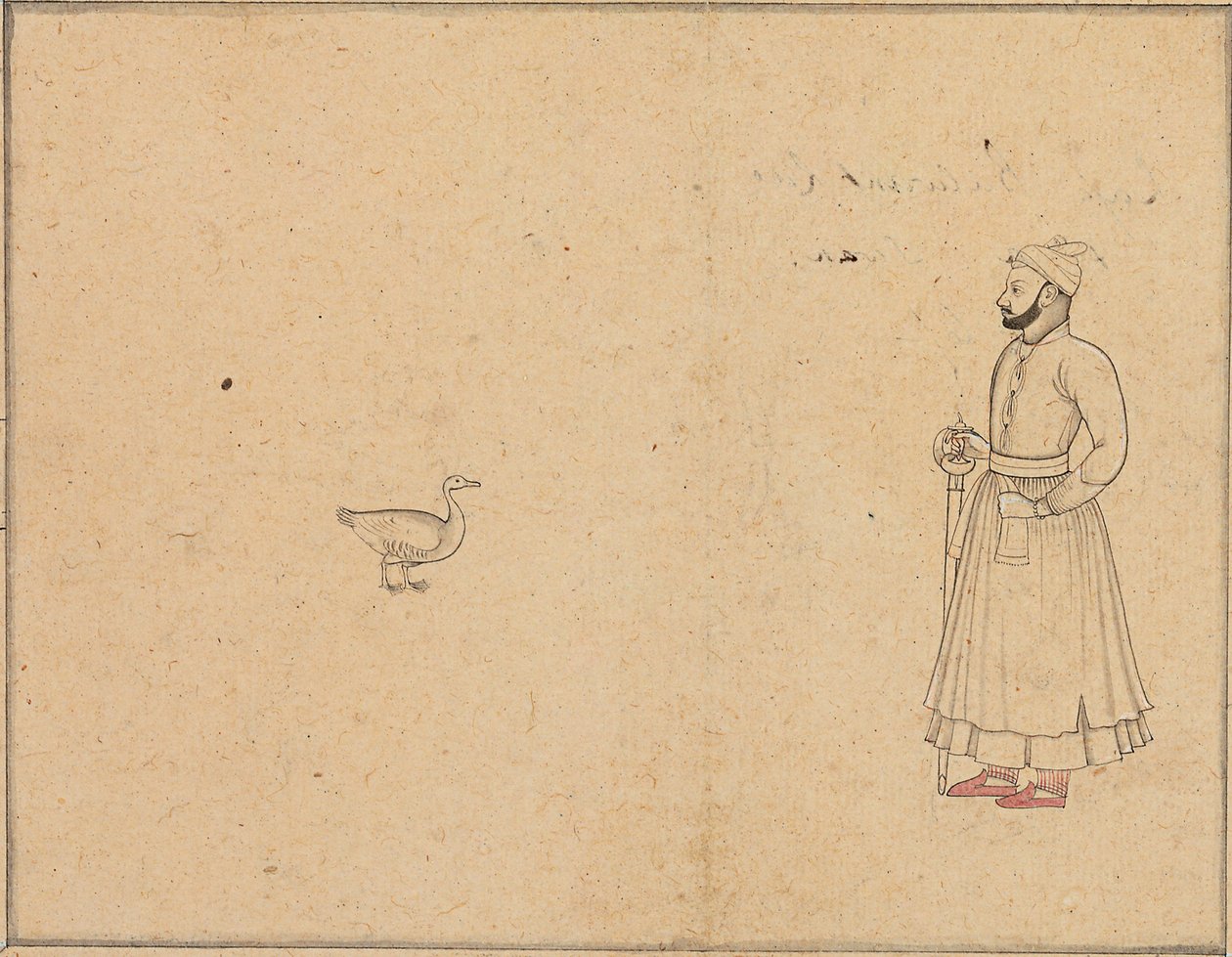 राजा बलवंत देव सिंह और एक हंस, c.1750-55 द्वारा नानसुख