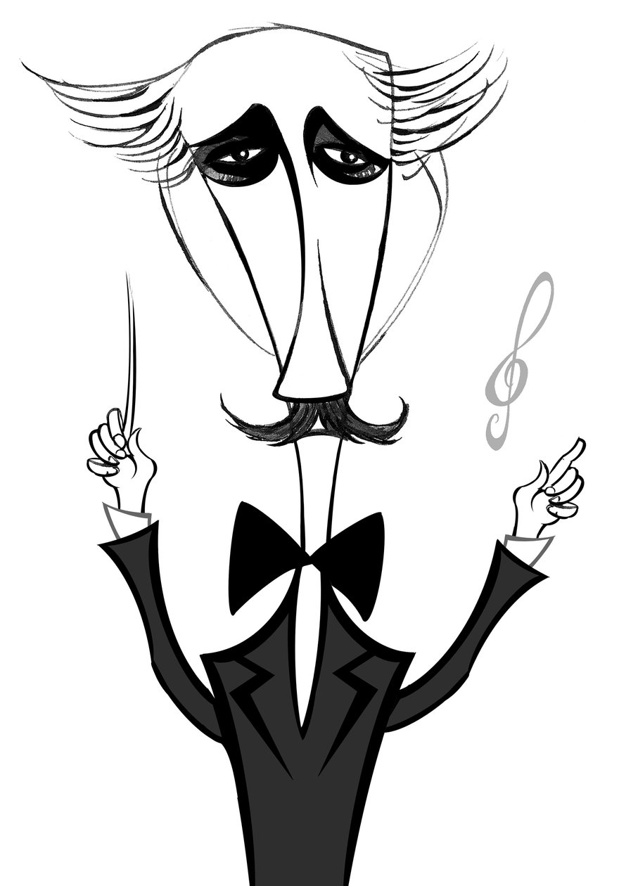 Arturo Toscanini, इतालवी कंडक्टर, (1867 - 1957) कैरिकेचर द्वारा निएले ओसबोर्न
