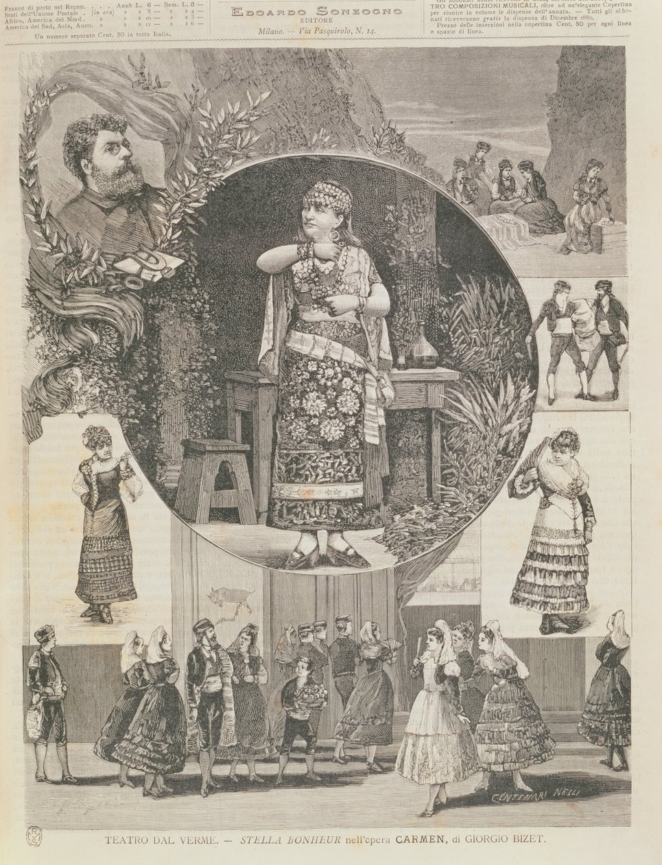 जॉर्जेस बिसेट (1838-75) 1880 द्वारा ओपेरा &39;कारमेन&39; के एक इतालवी उत्पादन के लिए कार्यक्रम द्वारा नेली सेंटेनरी