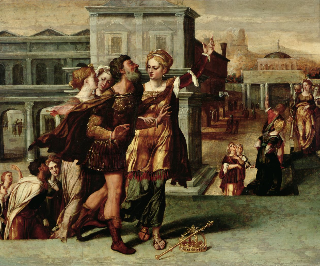 ऑगस्टस (63-14 ईसा पूर्व) और टिबर्टिन सिबिल, c.1540-50 द्वारा नीदरलैंड के स्कूल
