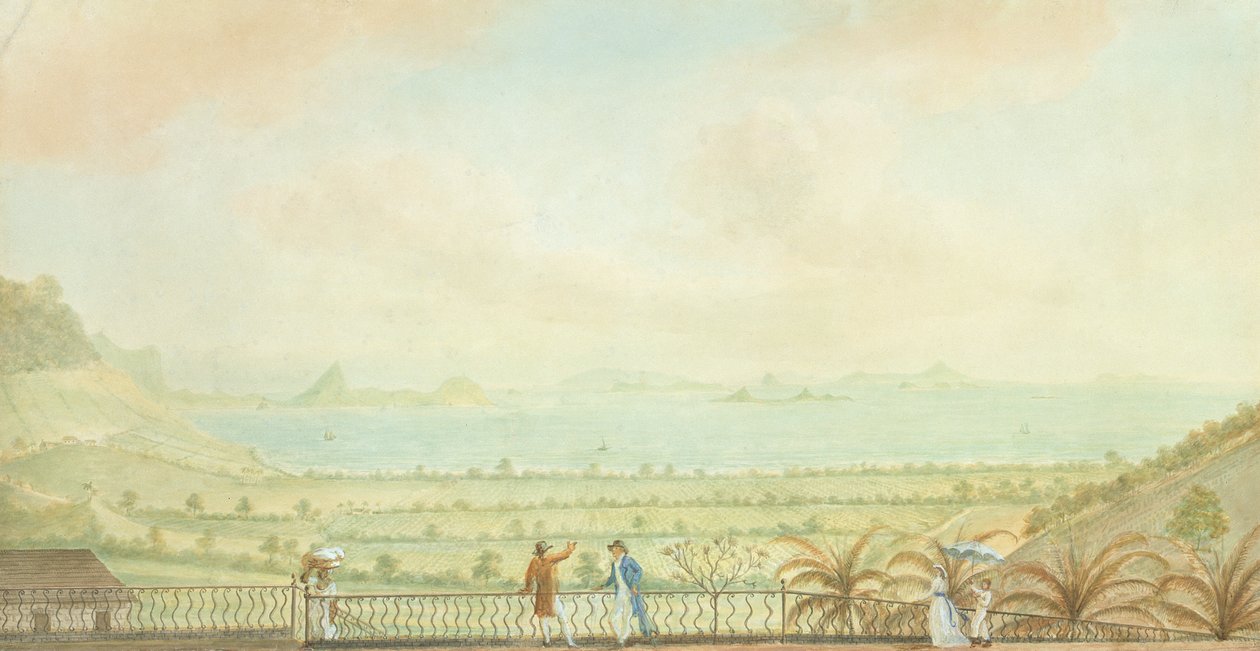 कम एंटिल्स में देखें, c.1785 (wc और bodycolour पेपर पर द्वारा निकोलस पोकॉक