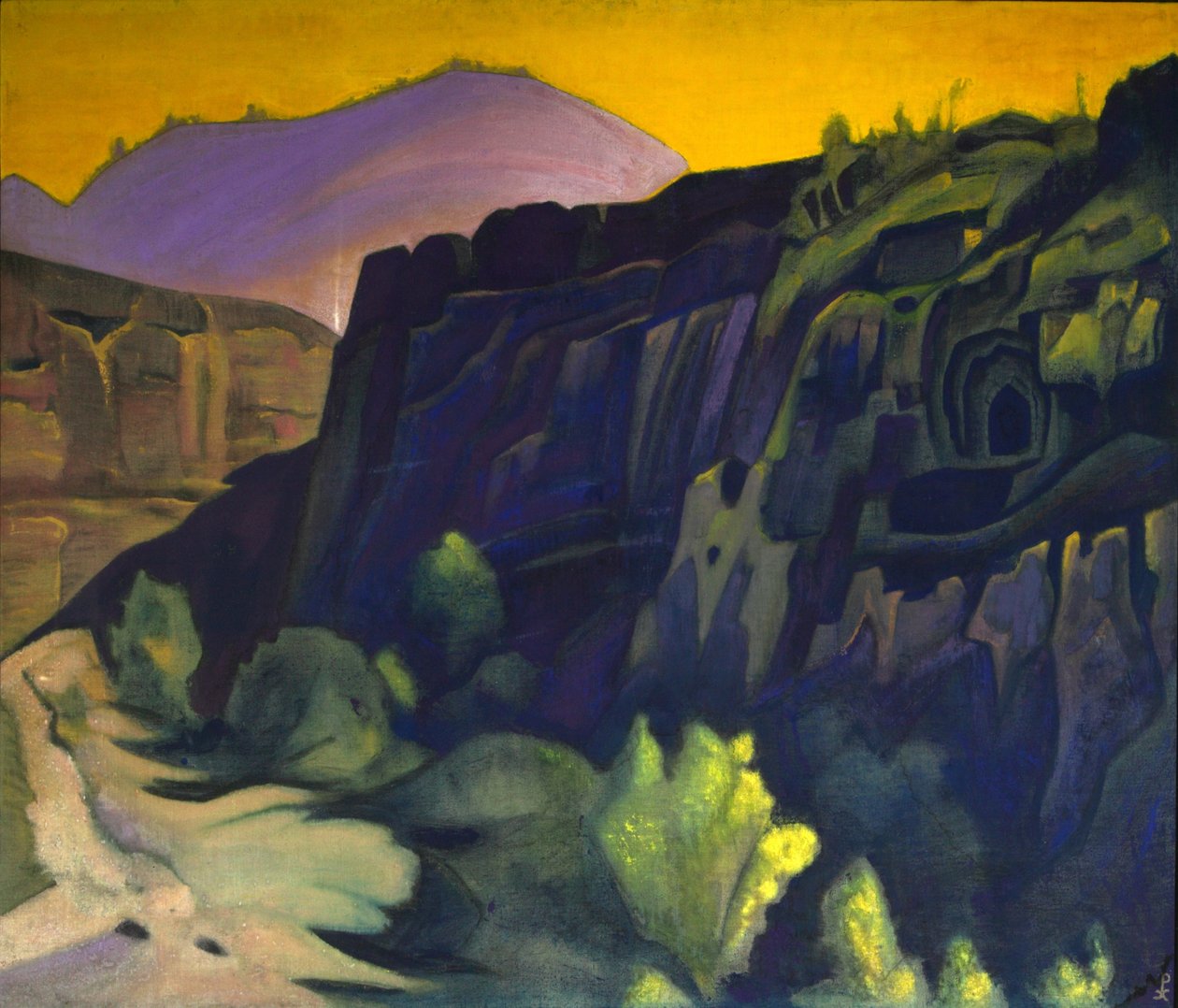 अजंता की गुफाएँ, 1938। द्वारा निकोलस रोएरिच