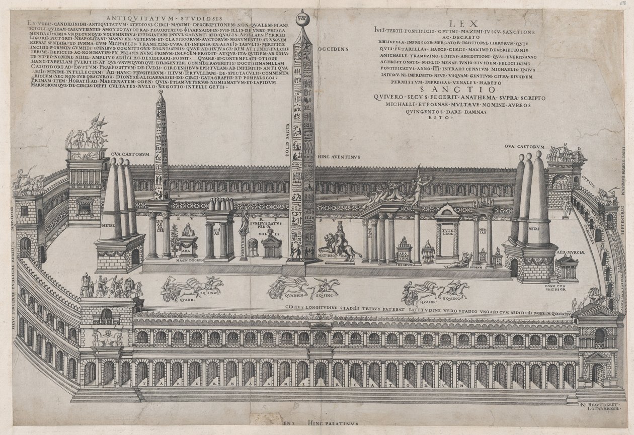 रोमन भव्यता का दर्पण: सर्कस मैक्सिमस, 1553, 1553। द्वारा निकोलस बीट्रिज़ेट