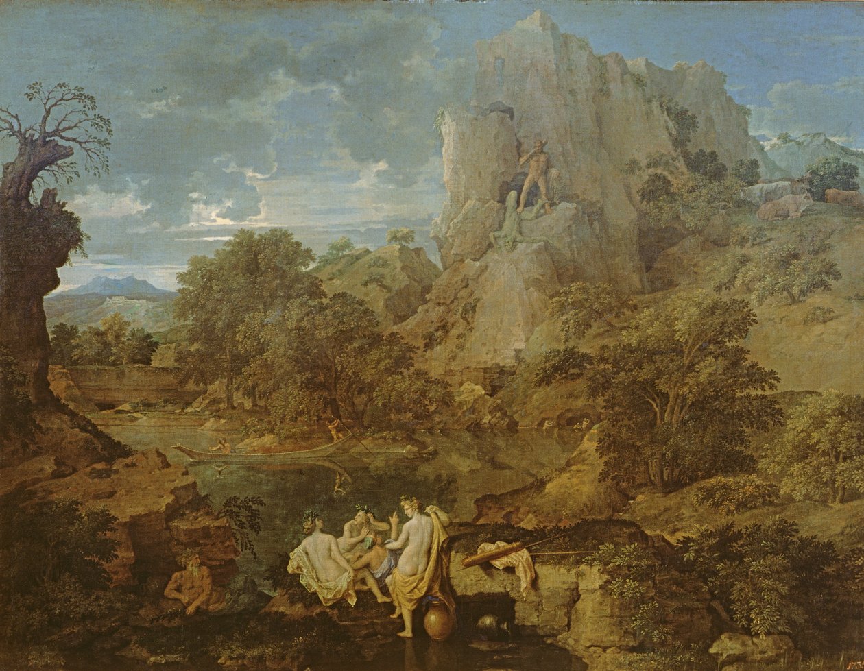 हरक्यूलिस और कैकस के साथ लैंडस्केप, c.1656 द्वारा निकोलस पौसिन
