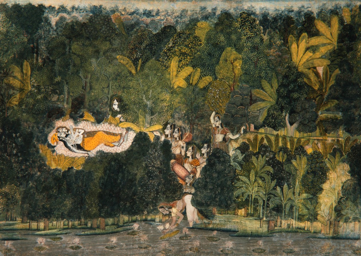 क्विट पैशन का बोवर, c.1750 (कागज पर अपारदर्शी wc und गोल्ड) द्वारा निहाल चंद