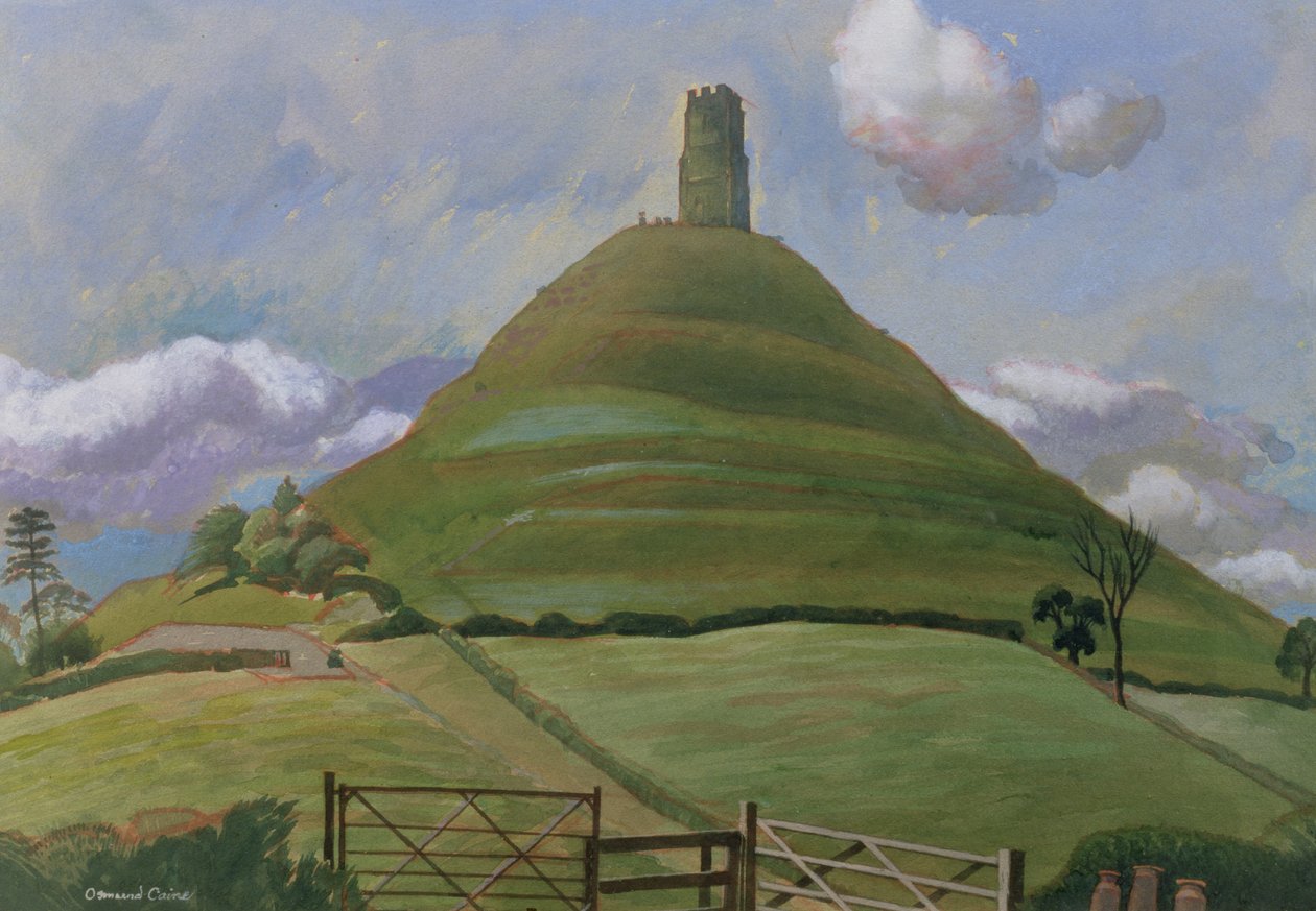 Glastonbury Tor (कागज पर wc) द्वारा ओसमंड काइन