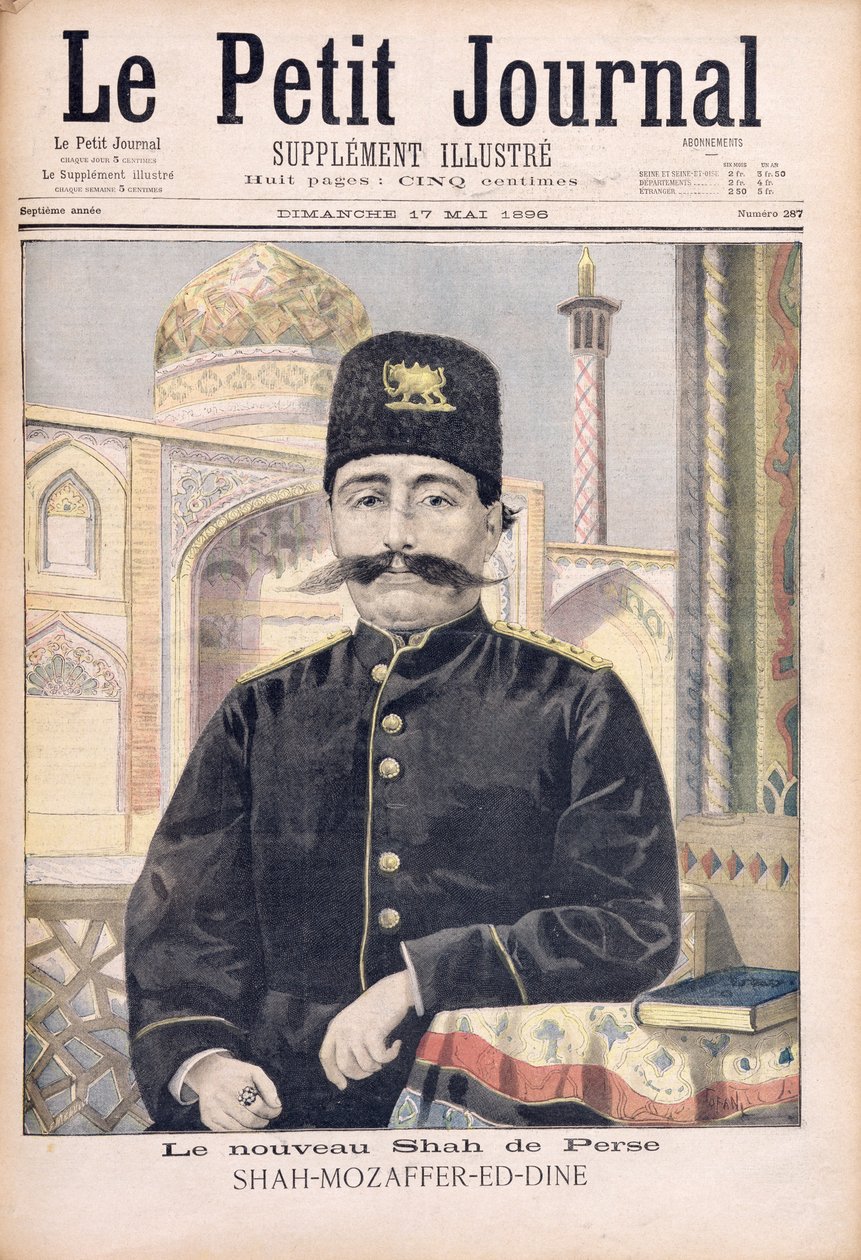 पोर्ट ऑफ शाह मोज़ेज़फर-एड-दीन (1853-1907) &39;ले पेटिट जर्नल&39; से चित्रण, 17 मई 1896 द्वारा ओसवाल्डो टोफानी