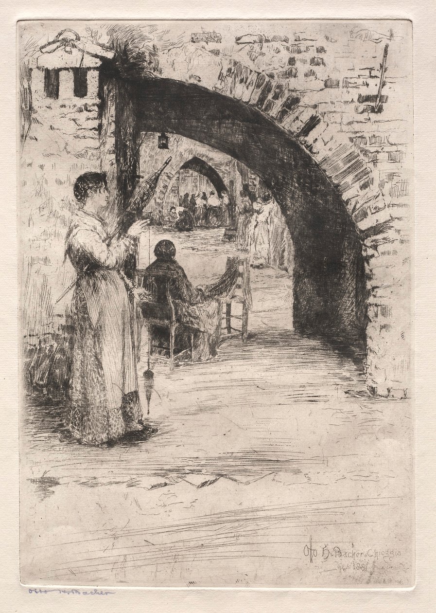 एशिंग्स ऑफ़ वेनिस: नेट मेकर्स, 1881। द्वारा ओटो एच. बाचेर