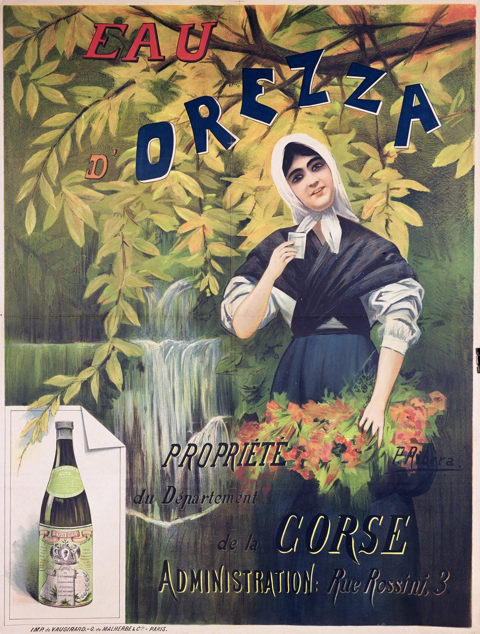 पोस्टर विज्ञापन Eau dOrezza, प्राकृतिक खनिज पानी का रंग लिथो द्वारा पी। रिबेरा