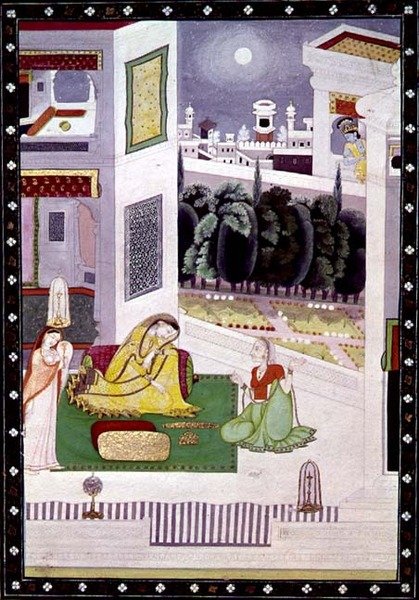 प्रोसितपिटिका नायिका, कांगड़ा, हिमाचल प्रदेश की एक उपेक्षित महिला, c.1850 द्वारा पहाड़ी स्कूल