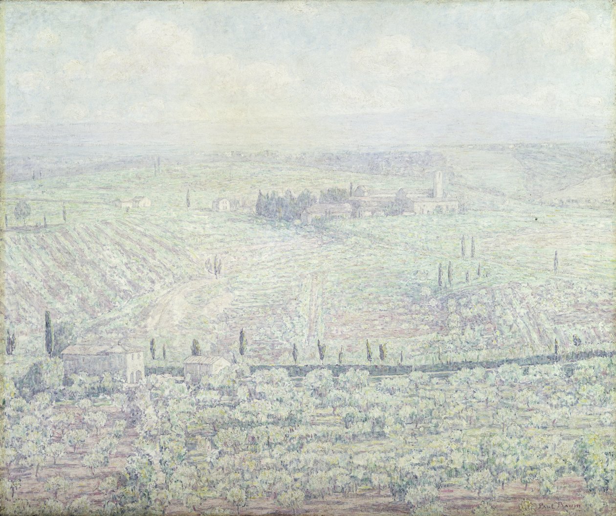 सनी समर डे की सुबह एक पहाड़ी टस्कन लैंडस्केप, c.1930 द्वारा पॉल बॉम