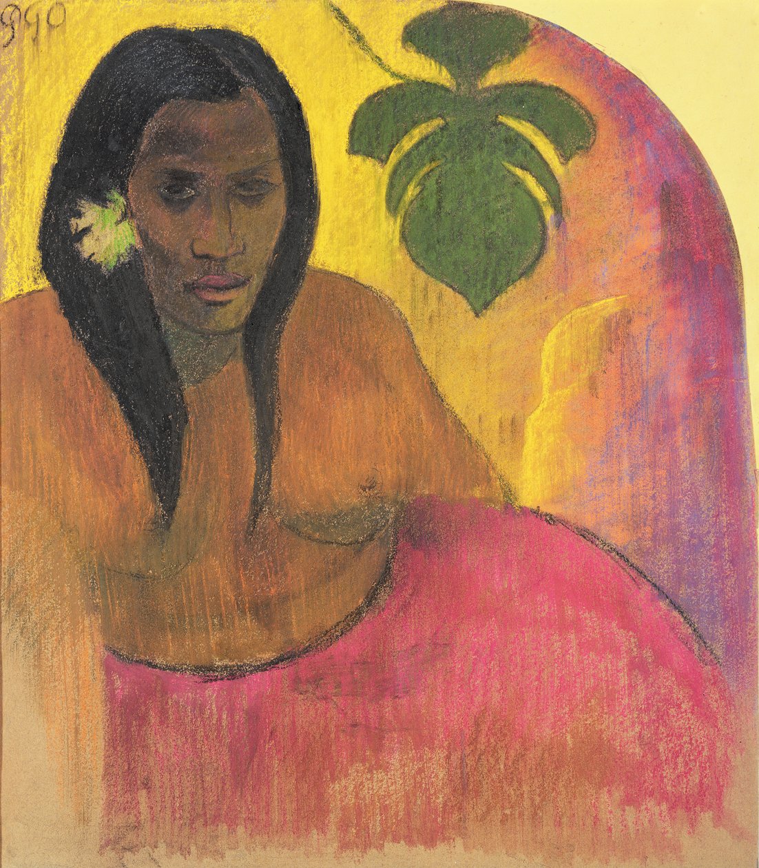 ताहितियन महिला, c.1894 (बोर्ड पर चारकोल और पेस्टल बोर्ड पर रखी गई) द्वारा पॉल गाउगिन