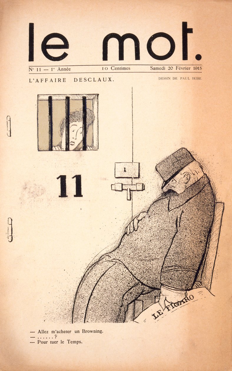 L&39;Affaire Desclaux, &39;ले मोट&39; पत्रिका का कवर, 20 फरवरी, 1915 (लेटरप्रेस और लिथो) द्वारा पॉल इरिबे