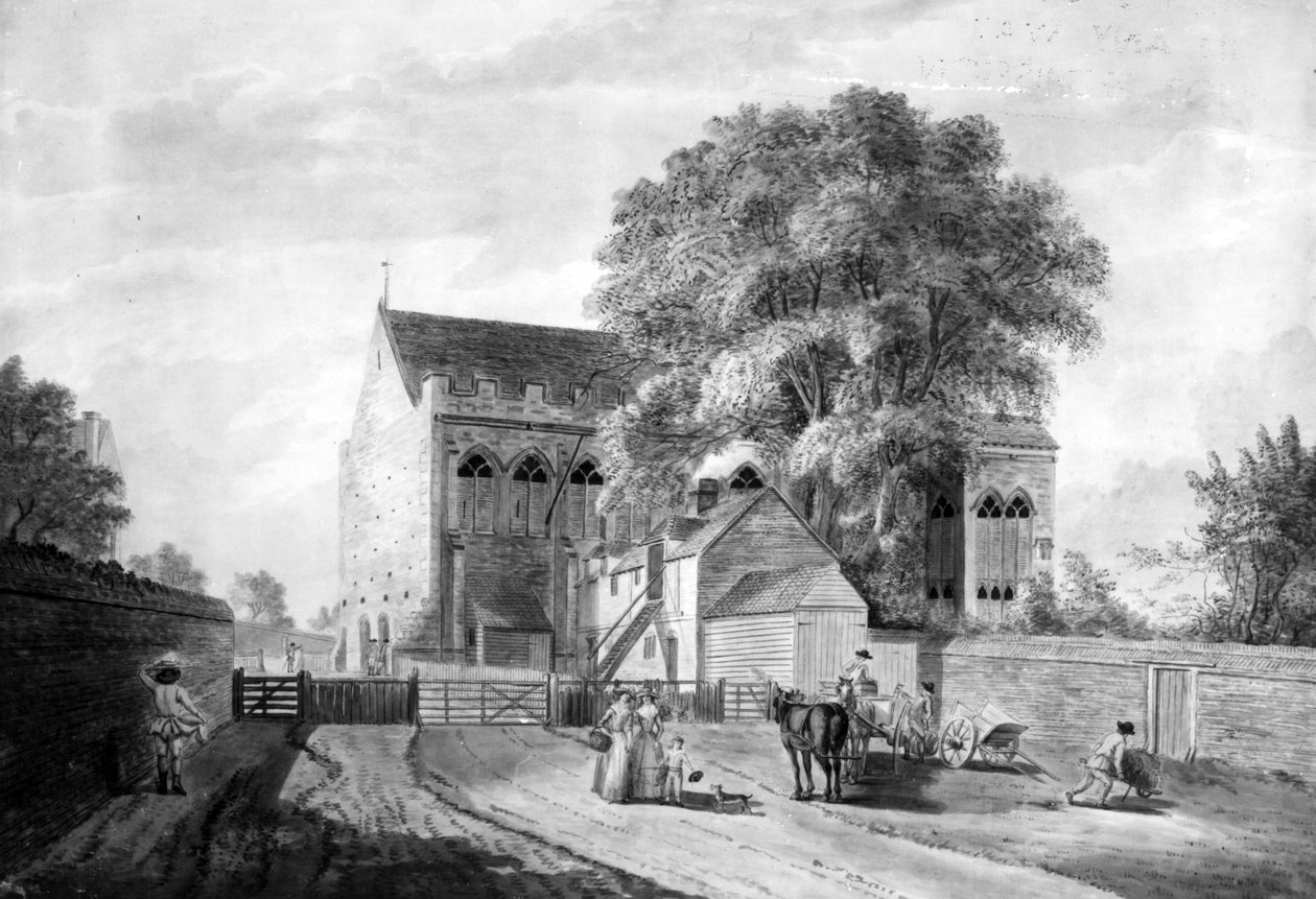 केंट के एल्थम में किंग जॉन पैलेस के उत्तर-पूर्व का दृश्य, 1787 (नक़्क़ाशी और जलीय) द्वारा पॉल सैंडबी