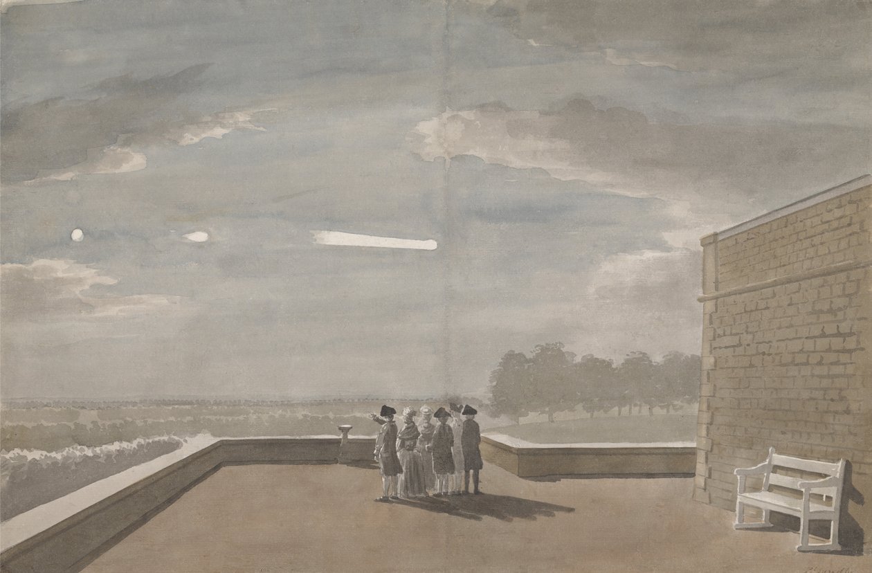 18 अगस्त, 1783 का उल्का, जैसा कि नॉर्थ टेरेस के ईस्ट एंगल, विंडसर कैसल से देखा गया था द्वारा पॉल सैंडबी
