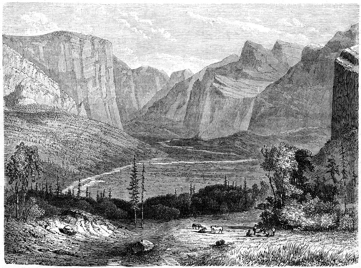 Yosemite Valley, California, 19 वीं शताब्दी। द्वारा पॉल हूएट