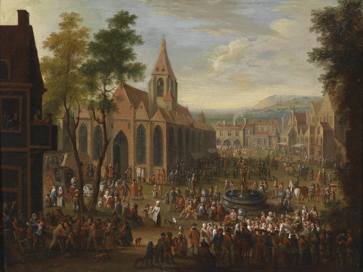 कई आंकड़ों के साथ एक शहरी वर्ग पर एक दावत द्वारा Peeter van Bredael