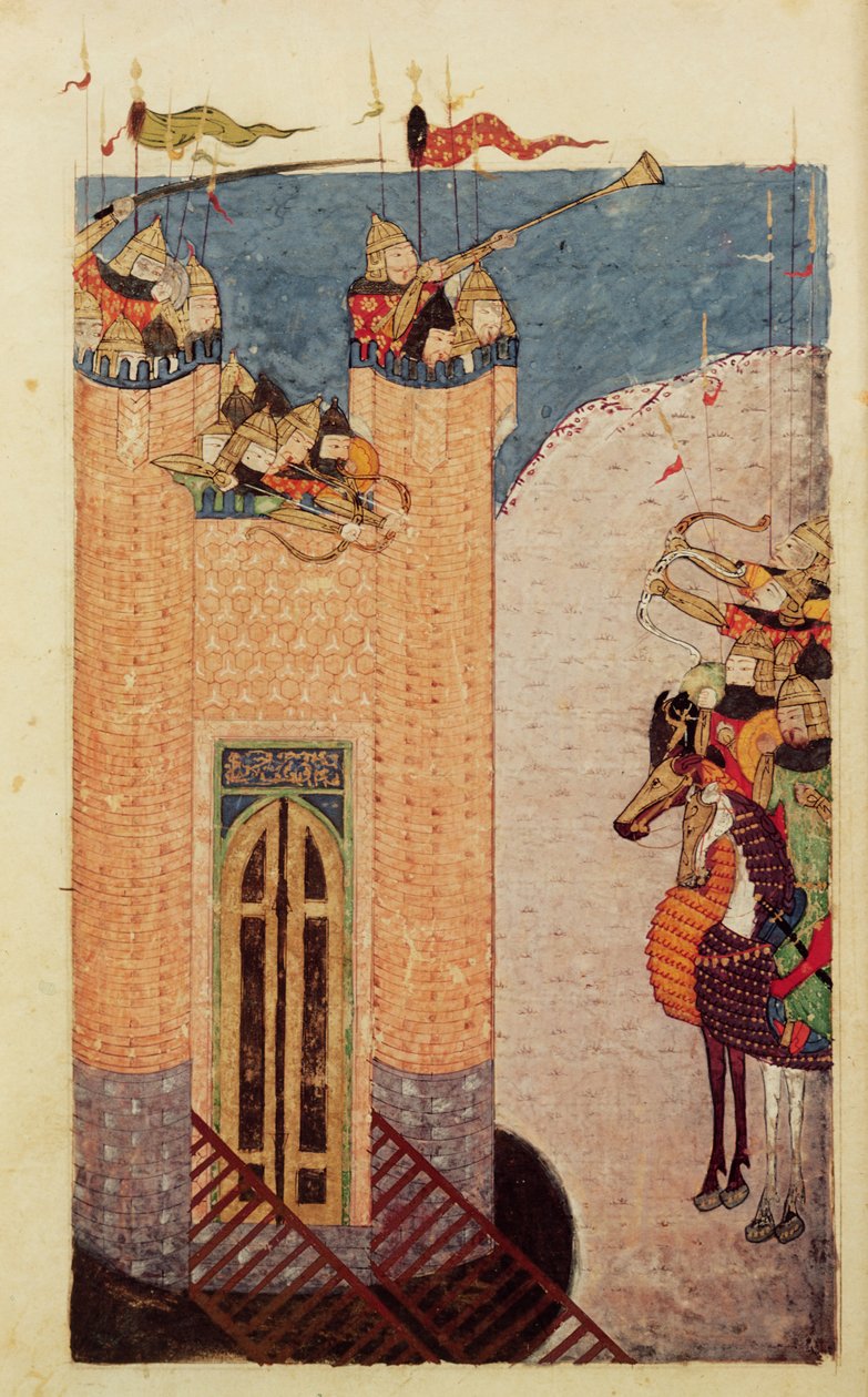 सुश्री 7926 206 f.149 मंगोलों ने एक गढ़, सी .252-60 को घेर लिया द्वारा फारसी स्कूल
