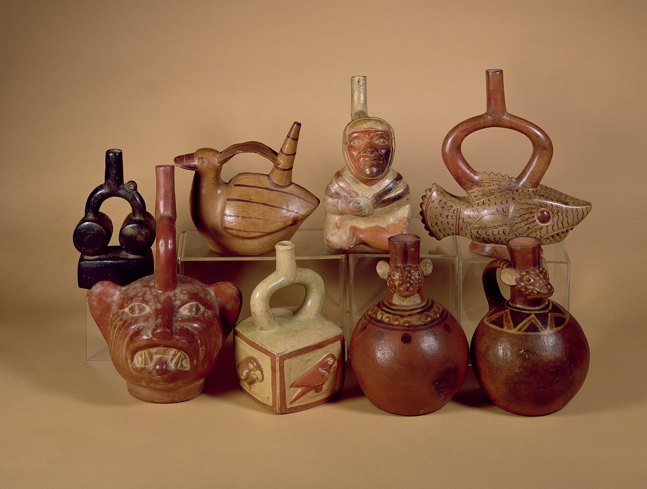 मोचिका सिरप वेसल्स, c.100-400 ईस्वी (सिरेमिक) द्वारा पेरुवियन स्कूल