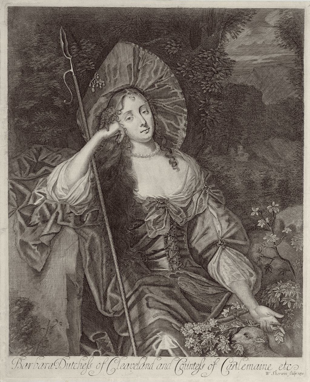 विलियम शेर्विन (1645-1711), 1670 द्वारा उत्कीर्ण शेफर्ड के रूप में क्लीवलैंड की बारबरा डचेस (1641-1709) द्वारा पीटर लिली
