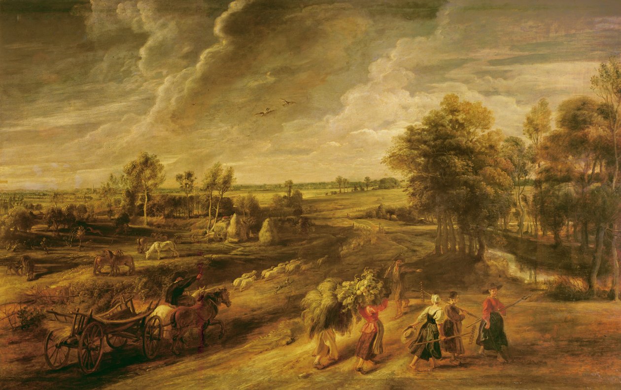 खेतों से लौट रहे किसान, c.1632-34 द्वारा पीटर पॉल रूबेन्स
