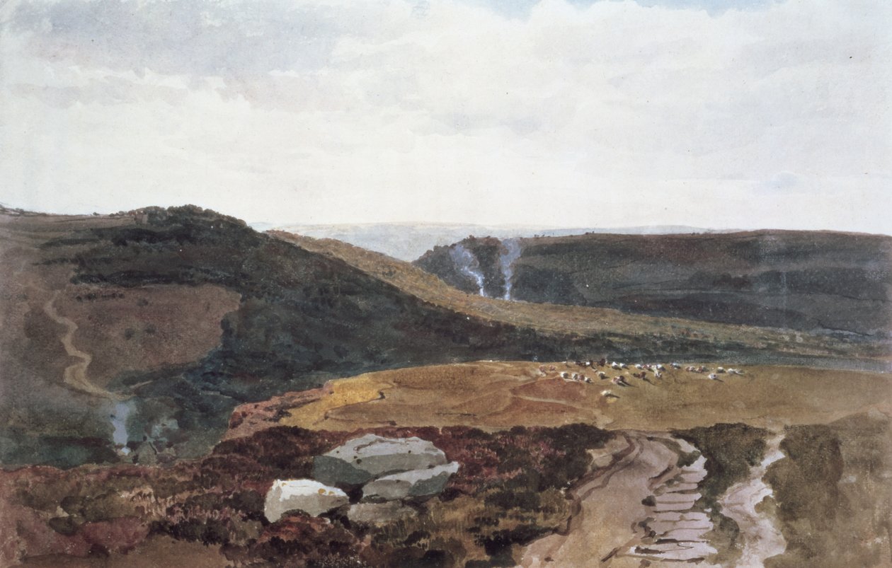 यॉर्कशायर फ़ेल्स, c.1840 (पेंसिल और शौचालय) द्वारा पीटर डी विंट