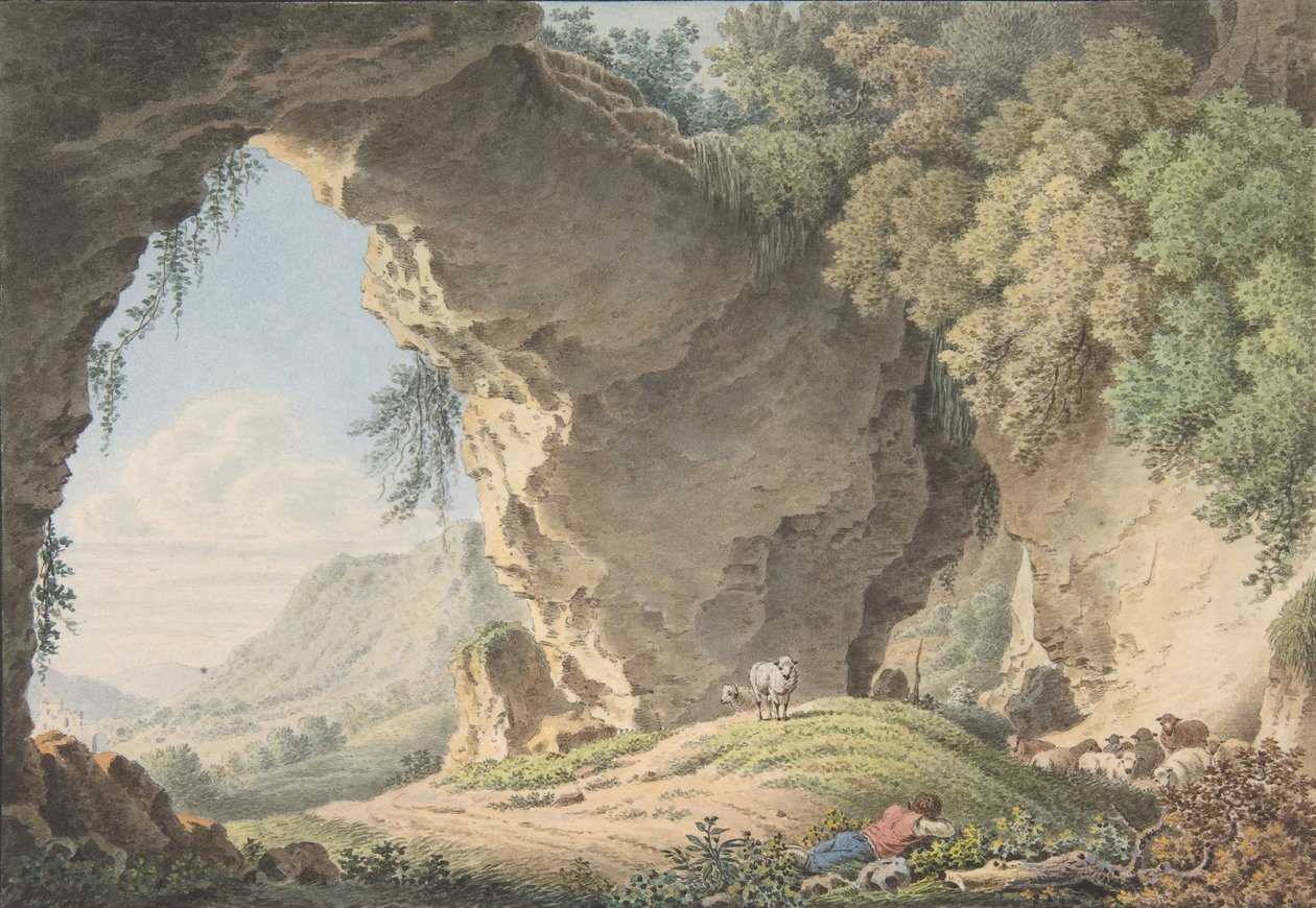 स्लीपिंग शेफर्ड के साथ रॉकी लैंडस्केप, 1817। द्वारा फिलिप हेनरिक डंकर