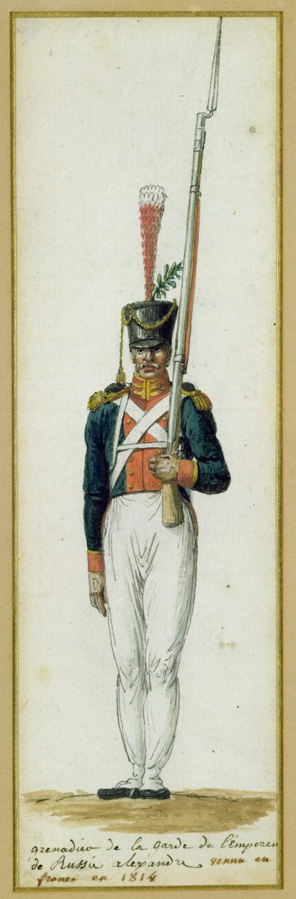 1814 में फ्रांस की यात्रा के दौरान अलेक्जेंडर I के ग्रेनेडियर I (1777-1825) द्वारा पियरे एंटोनी लेस्सुर