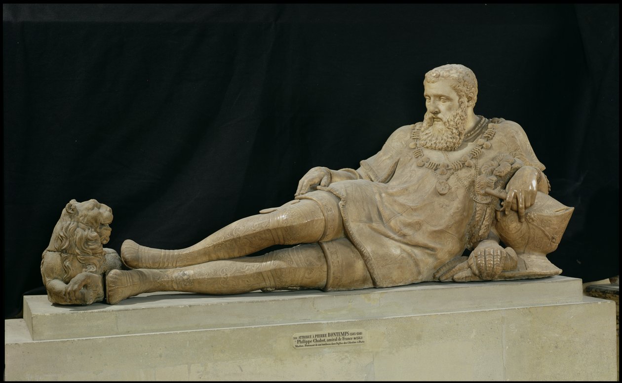 फिलिप डे चेबोट का प्रयास (1480-1543) फ्रांस का एडमिरल, c.1570 (संगमरमर) द्वारा पियरे बोंटेम्प्स