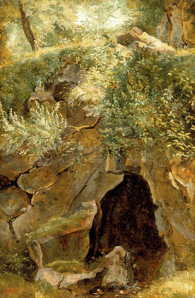 गुफा, 1828-30 (कागज पर तेल कैनवास पर चढ़कर) द्वारा पियरे इटियेन थियोडोर रूसो