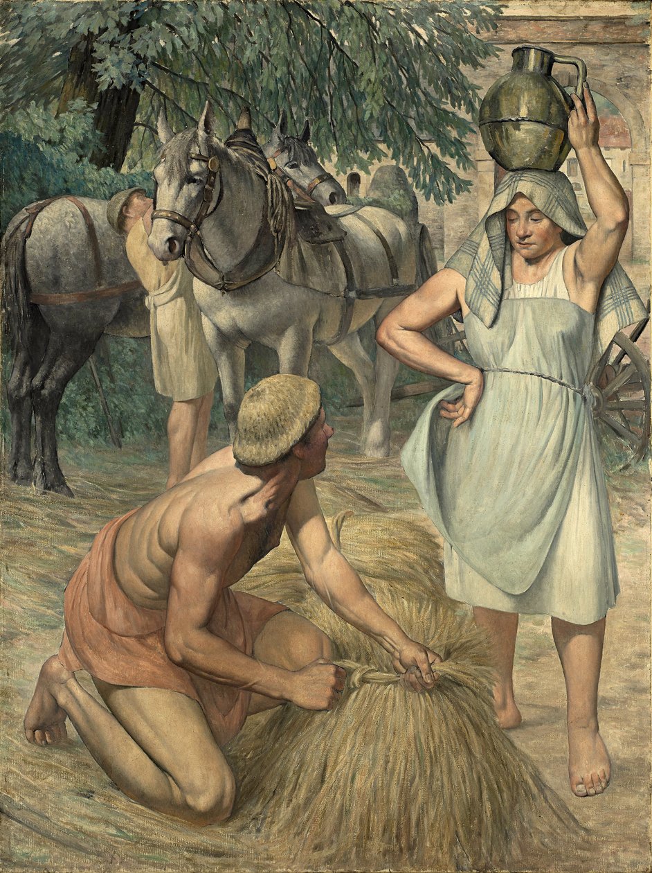 फ़ील्ड्स से वापस लौटें (त्रिकोणीय, पक्ष भाग) c.1920-30 द्वारा पियरे गुस्ताव