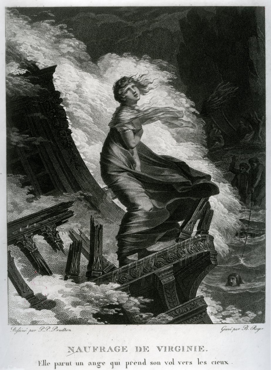 बर्फीले रोजर (1767-1841) द्वारा उत्कीर्ण बर्नार्डिन डी सेंट-पियरे (1737-1814) द्वारा &39;पॉल एट वर्जिन&39; के लिए चित्रण द्वारा पियरे पॉल प्रूडन