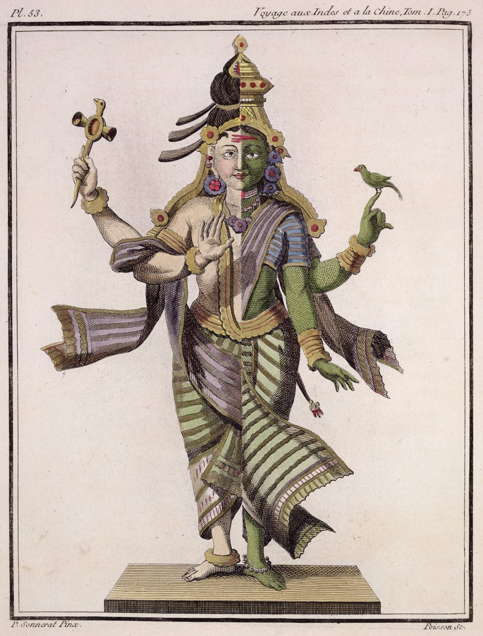 पियरे सोनारत द्वारा &39;जर्नी टू इंडिया एंड चाइना&39; से अर्धनारीश्वर, पोइसन द्वारा उकेरा गया, 1982 में प्रकाशित द्वारा पियरे सोनारत