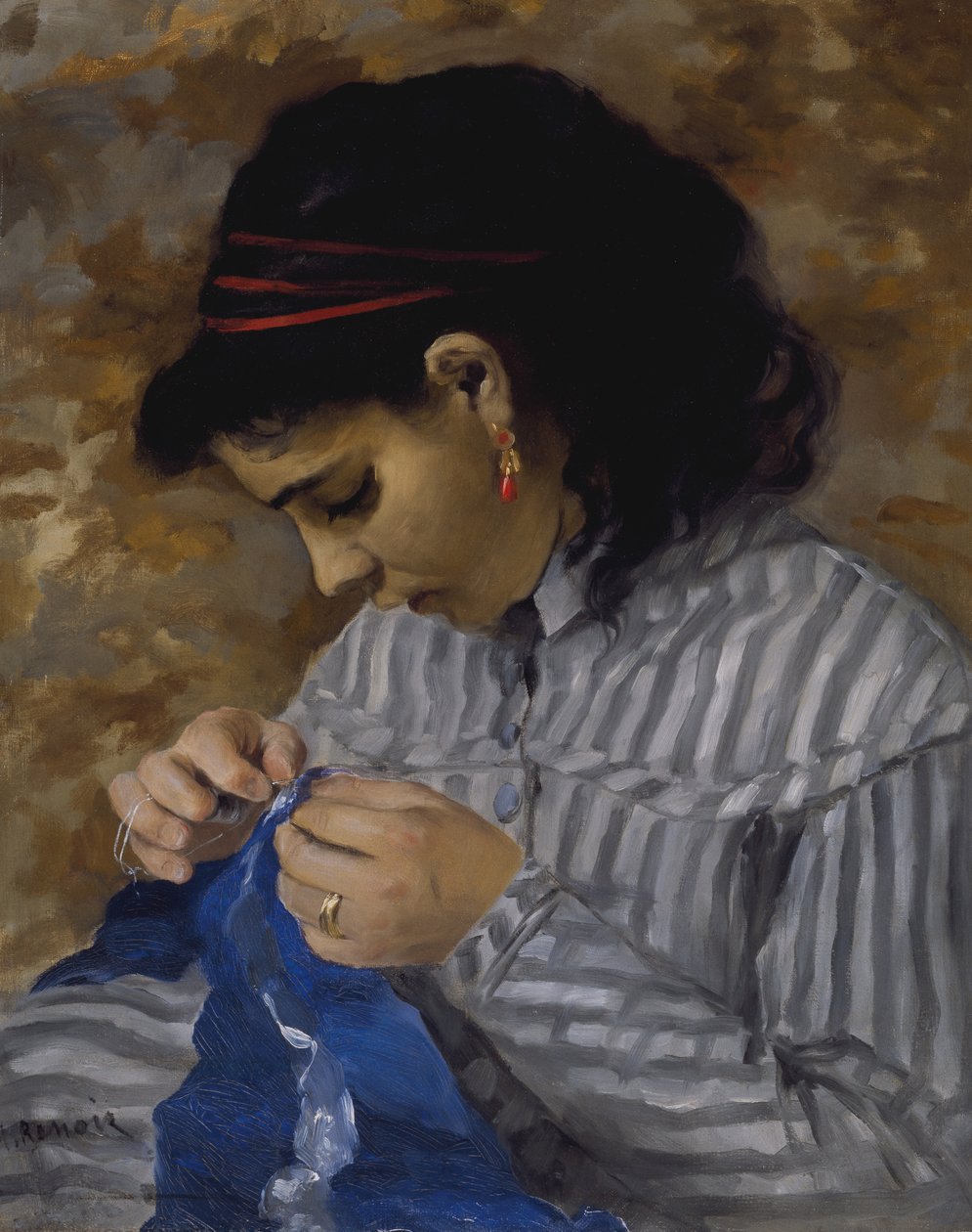 Lise सिलाई, c.1867-68 (कैनवास पर तेल) द्वारा पियरे अगस्टे रेनॉयर