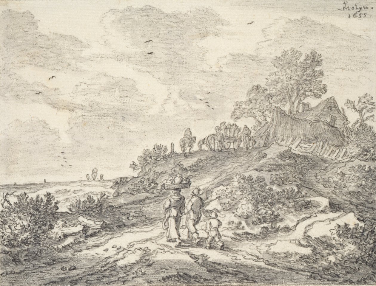 हरलेम के बाहर टिब्बा में, 1655 (कागज पर चॉक) द्वारा पीटर मोलिजन