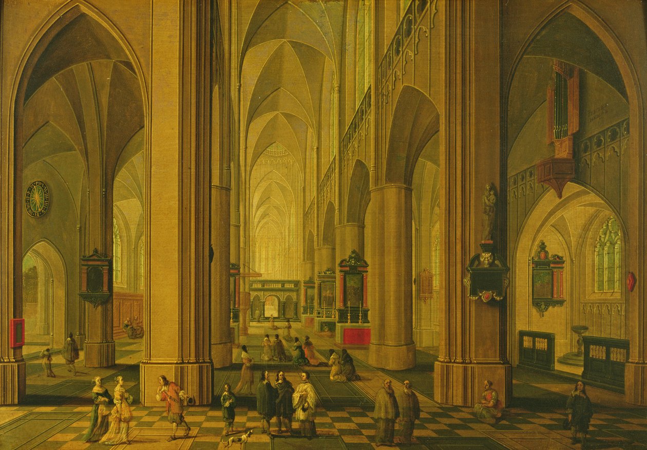 एंटवर्प में एक चर्च का इंटीरियर, c.1660 द्वारा पीटर नीफ्स पीट