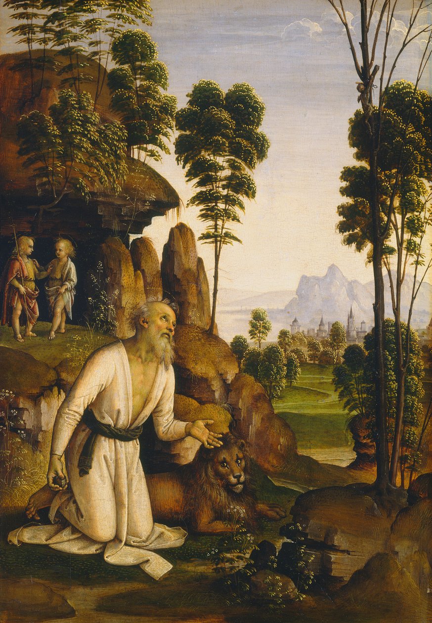 जंगल में संत जेरोम, c.1490-1500 (पैनल पर तापमान) द्वारा पिएत्रो पेरुगिनो