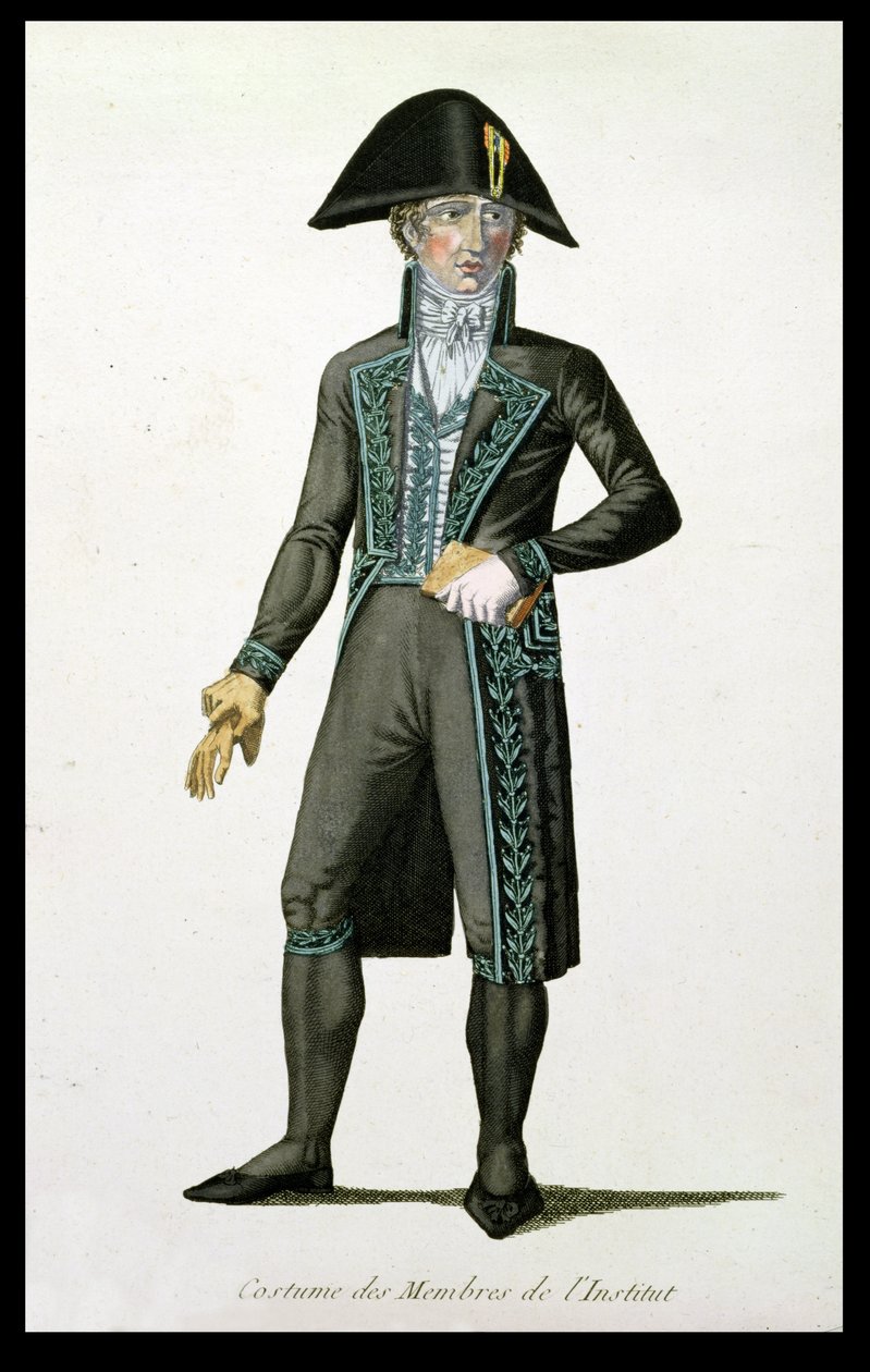 लुइस एफ। चारोन c.1802-10 द्वारा उत्कीर्ण इंस्टीट्यूट डी फ्रांस के एक सदस्य की पोशाक द्वारा प्वासों