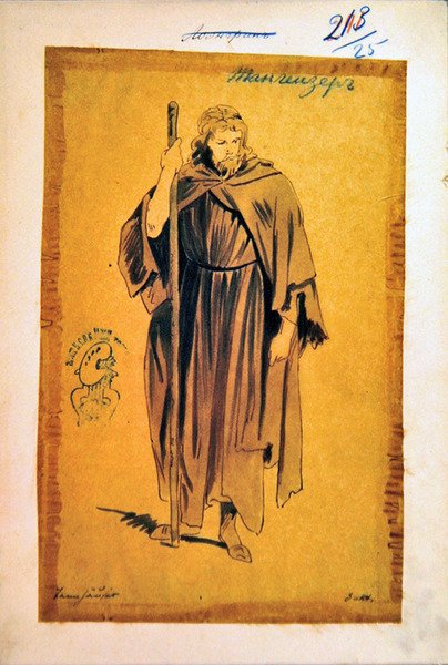 रिचर्ड वैगनर (1813-83) द्वारा ओपेरा तन्नौजेर में तन्नौसेर की भूमिका के लिए कॉस्ट्यूम डिज़ाइन द्वारा पयोनमारेव पयोन्वारेव
