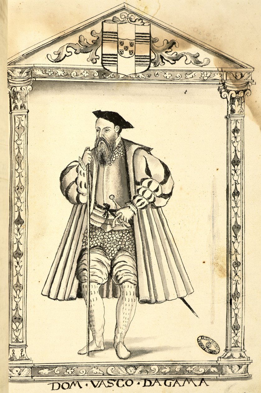 वास्प दा गामा (c.1469-1525) गैस्पार कोरिया, 1520 द्वारा &39;लीजेंड ऑफ इंडिया&39; से द्वारा पुर्तगाली स्कूल