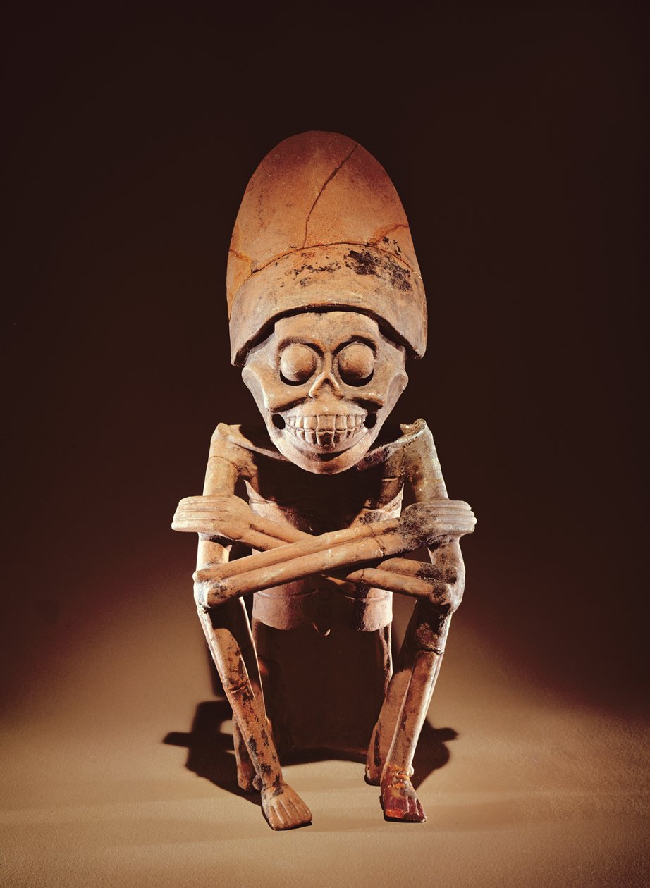 Mictlantecuhtli (मिक्ट्लन के भगवान) रेमोजादास शैली, लॉस सेरोस, टिएरा ब्लांका, वेरा क्रूज़ (मिट्टी के बर्तन) द्वारा पूर्व कोलंबियन