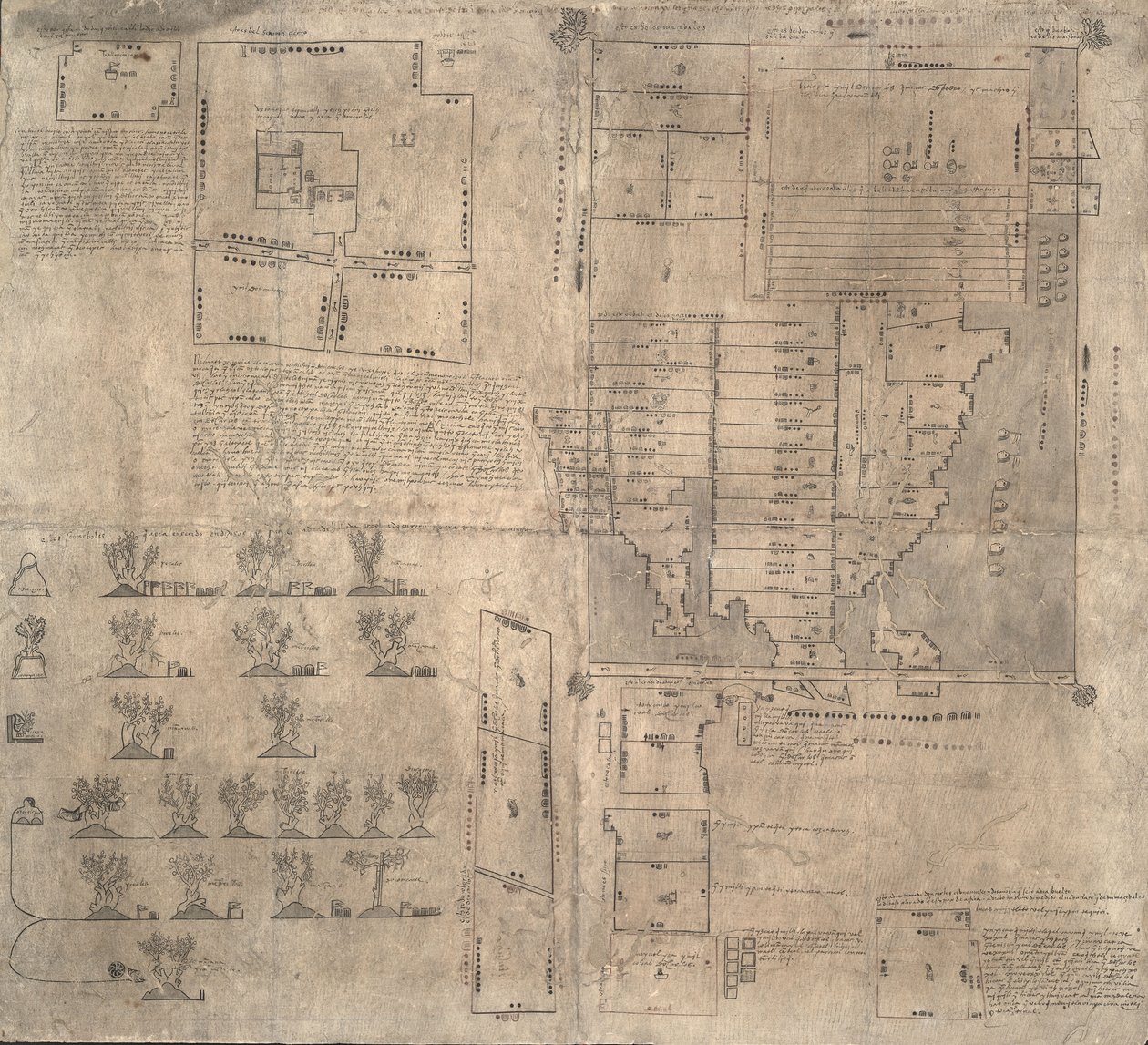 एज़्टेक Oztoticpac मानचित्र, c.1540 द्वारा पूर्व कोलंबियन कला
