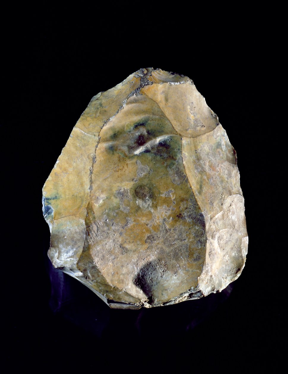 कोर पत्थर, उपकरण बनाने के लिए उपयोग किया जाता है, c.250000 BC (चकमक पत्थर) द्वारा प्रागैतिहासिक