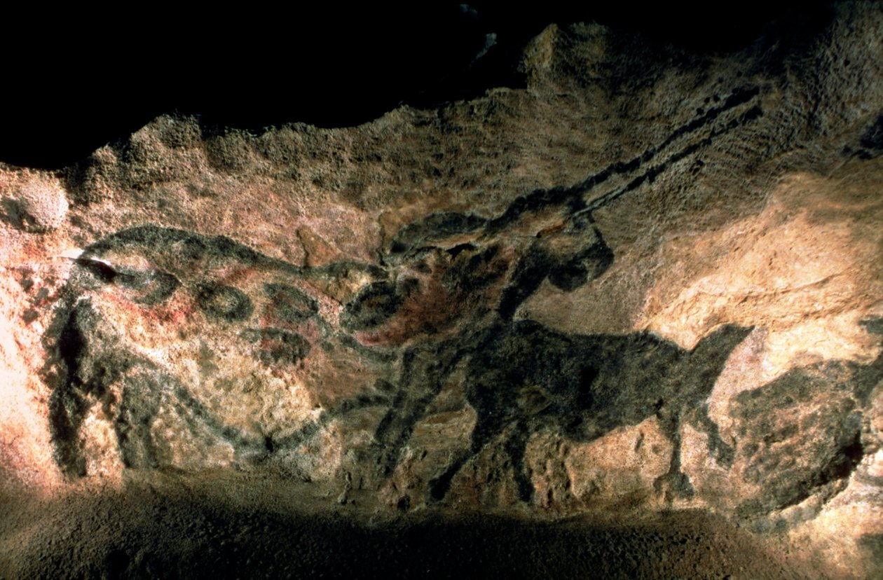 एक सींग वाले जानवर की रॉक पेंटिंग, c.17000 ईसा पूर्व (गुफा पेंटिंग) द्वारा प्रागैतिहासिक