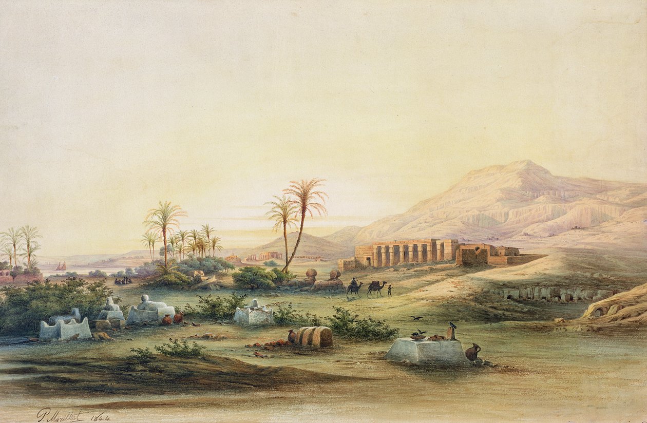 1844 के सेटी I के मंदिर के अवशेष के साथ नील नदी की घाटी द्वारा समृद्धि जार्ज एंटोनी मारिलहट