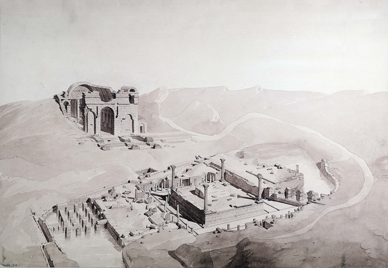 1838 में निम का थर्मे और निम्फियम (कागज पर धो) द्वारा Questel