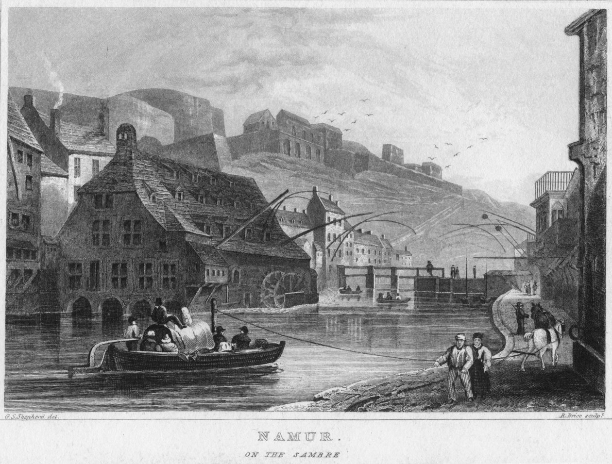 नामुर। 1850 में सैम्ब्रे पर द्वारा आर। ब्रिस